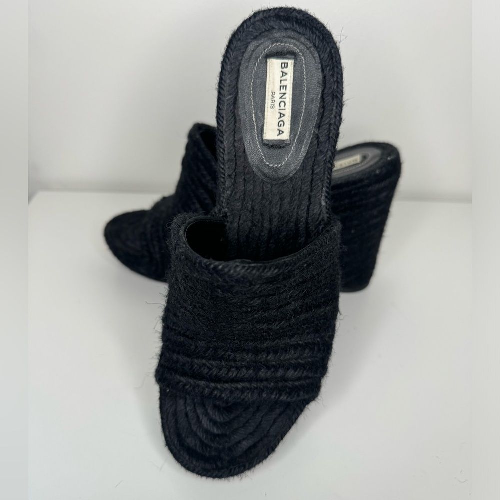 Balenciaga Black Espadrille Wedges Sz 39